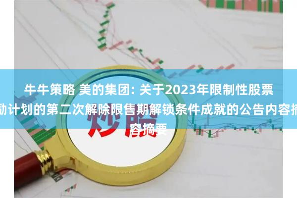 牛牛策略 美的集团: 关于2023年限制性股票激励计划的第二次解除限售期解锁条件成就的公告内容摘要