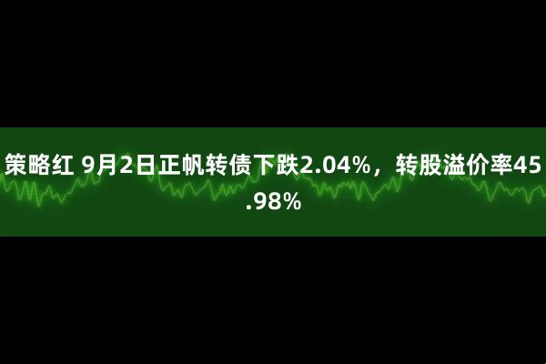 策略红 9月2日正帆转债下跌2.04%，转股溢价率45.98%